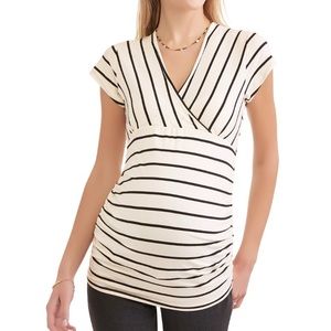 NWOT Times Two Maternity Surplice Stripe Tee, S